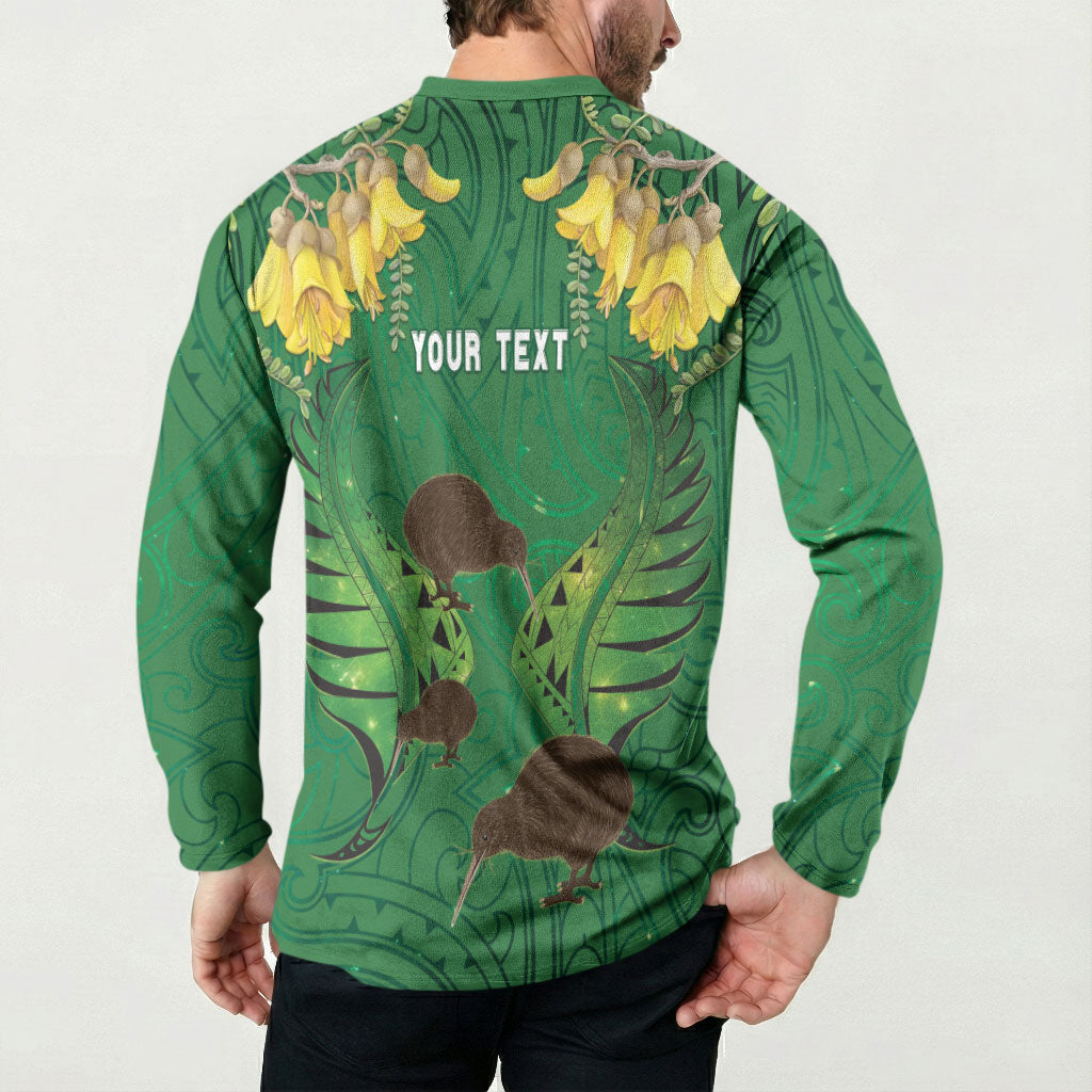 Personalised South Canterbury Anniversary Day Button Sweatshirt Kiwi Kowhai Silver Fern Maori Pattern