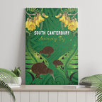 South Canterbury Anniversary Day Canvas Wall Art Kiwi Kowhai Silver Fern Maori Pattern