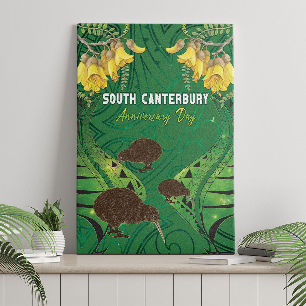 South Canterbury Anniversary Day Canvas Wall Art Kiwi Kowhai Silver Fern Maori Pattern