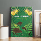 South Canterbury Anniversary Day Canvas Wall Art Kiwi Kowhai Silver Fern Maori Pattern