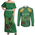 Personalised South Canterbury Anniversary Day Couples Matching Off Shoulder Maxi Dress and Long Sleeve Button Shirt Kiwi Kowhai Silver Fern Maori Pattern