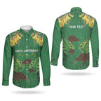 Personalised South Canterbury Anniversary Day Couples Matching Off The Shoulder Long Sleeve Dress and Long Sleeve Button Shirt Kiwi Kowhai Silver Fern Maori Pattern