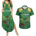 Personalised South Canterbury Anniversary Day Couples Matching Summer Maxi Dress and Hawaiian Shirt Kiwi Kowhai Silver Fern Maori Pattern