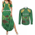 Personalised South Canterbury Anniversary Day Couples Matching Summer Maxi Dress and Long Sleeve Button Shirt Kiwi Kowhai Silver Fern Maori Pattern