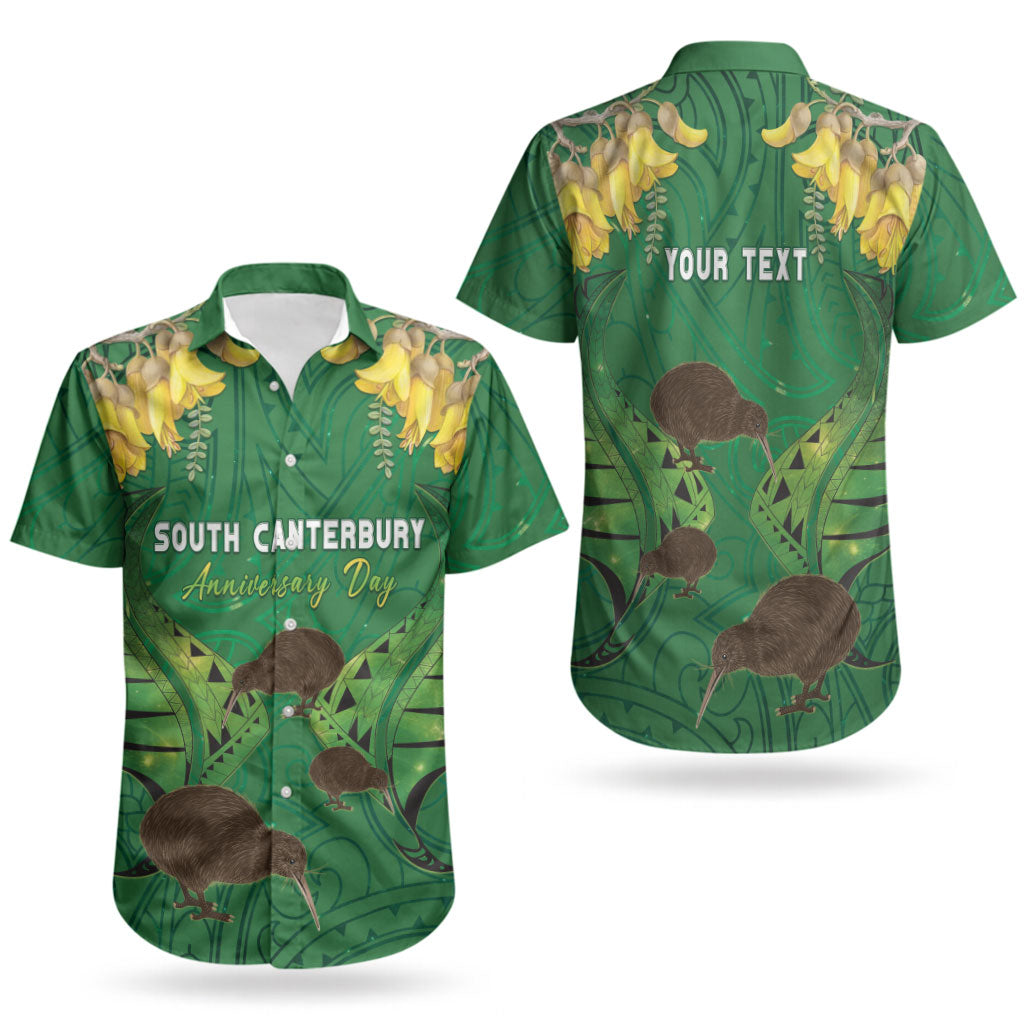 Personalised South Canterbury Anniversary Day Couples Matching Tank Maxi Dress and Hawaiian Shirt Kiwi Kowhai Silver Fern Maori Pattern