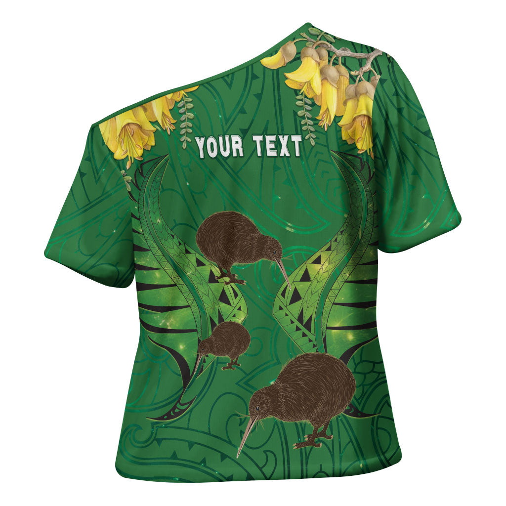 Personalised South Canterbury Anniversary Day Cross Shoulder Shirt Kiwi Kowhai Silver Fern Maori Pattern