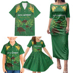 Personalised South Canterbury Anniversary Day Family Matching Puletasi and Hawaiian Shirt Kiwi Kowhai Silver Fern Maori Pattern