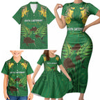 Personalised South Canterbury Anniversary Day Family Matching Short Sleeve Bodycon Dress and Hawaiian Shirt Kiwi Kowhai Silver Fern Maori Pattern