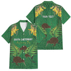 Personalised South Canterbury Anniversary Day Family Matching Summer Maxi Dress and Hawaiian Shirt Kiwi Kowhai Silver Fern Maori Pattern