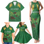 Personalised South Canterbury Anniversary Day Family Matching Tank Maxi Dress and Hawaiian Shirt Kiwi Kowhai Silver Fern Maori Pattern