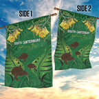 South Canterbury Anniversary Day Garden Flag Kiwi Kowhai Silver Fern Maori Pattern