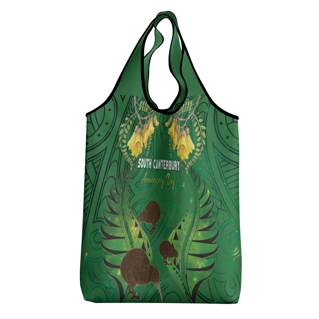 South Canterbury Anniversary Day Grocery Bag Kiwi Kowhai Silver Fern Maori Pattern