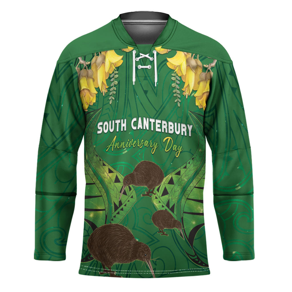 Personalised South Canterbury Anniversary Day Hockey Jersey Kiwi Kowhai Silver Fern Maori Pattern