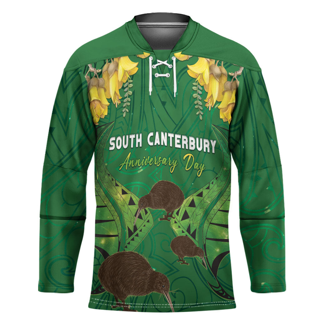 Personalised South Canterbury Anniversary Day Hockey Jersey Kiwi Kowhai Silver Fern Maori Pattern