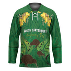 Personalised South Canterbury Anniversary Day Hockey Jersey Kiwi Kowhai Silver Fern Maori Pattern