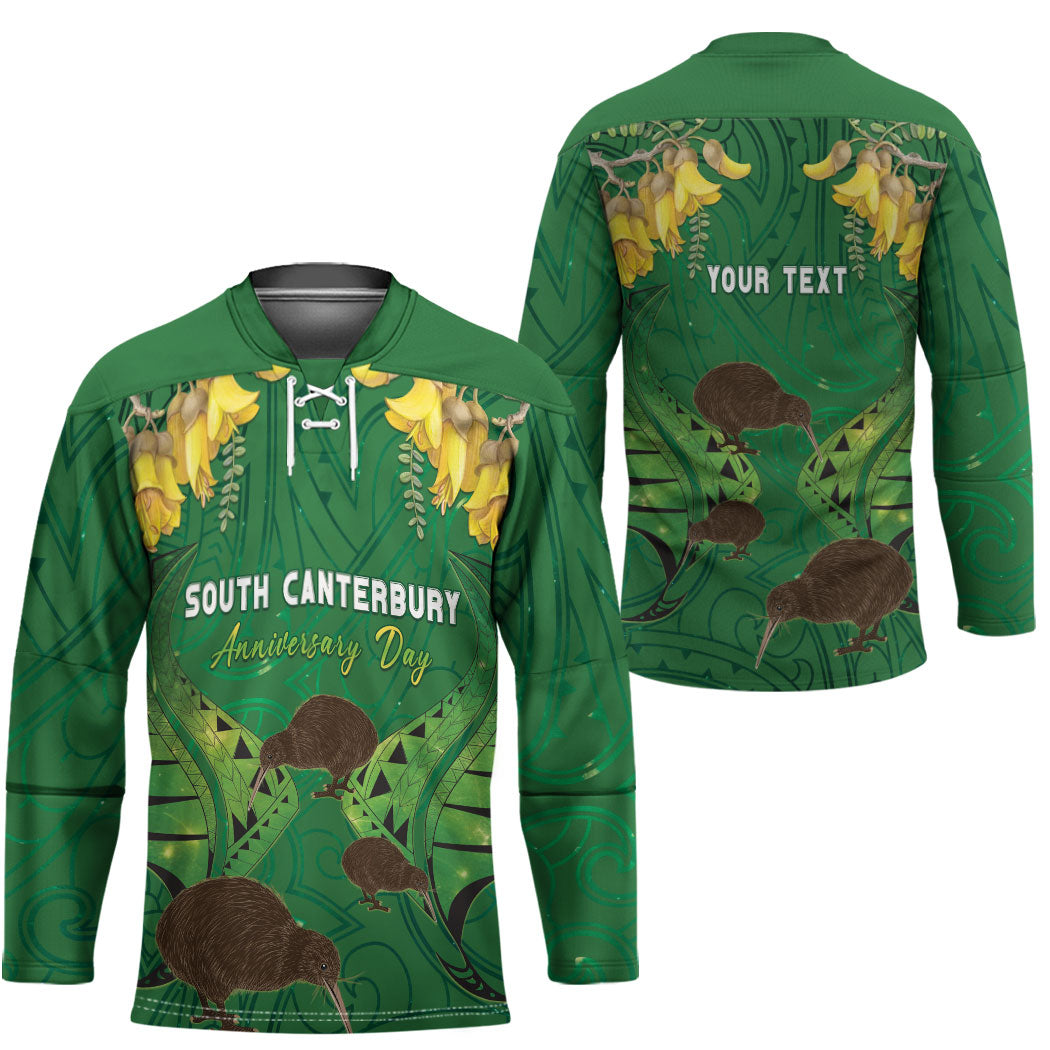 Personalised South Canterbury Anniversary Day Hockey Jersey Kiwi Kowhai Silver Fern Maori Pattern