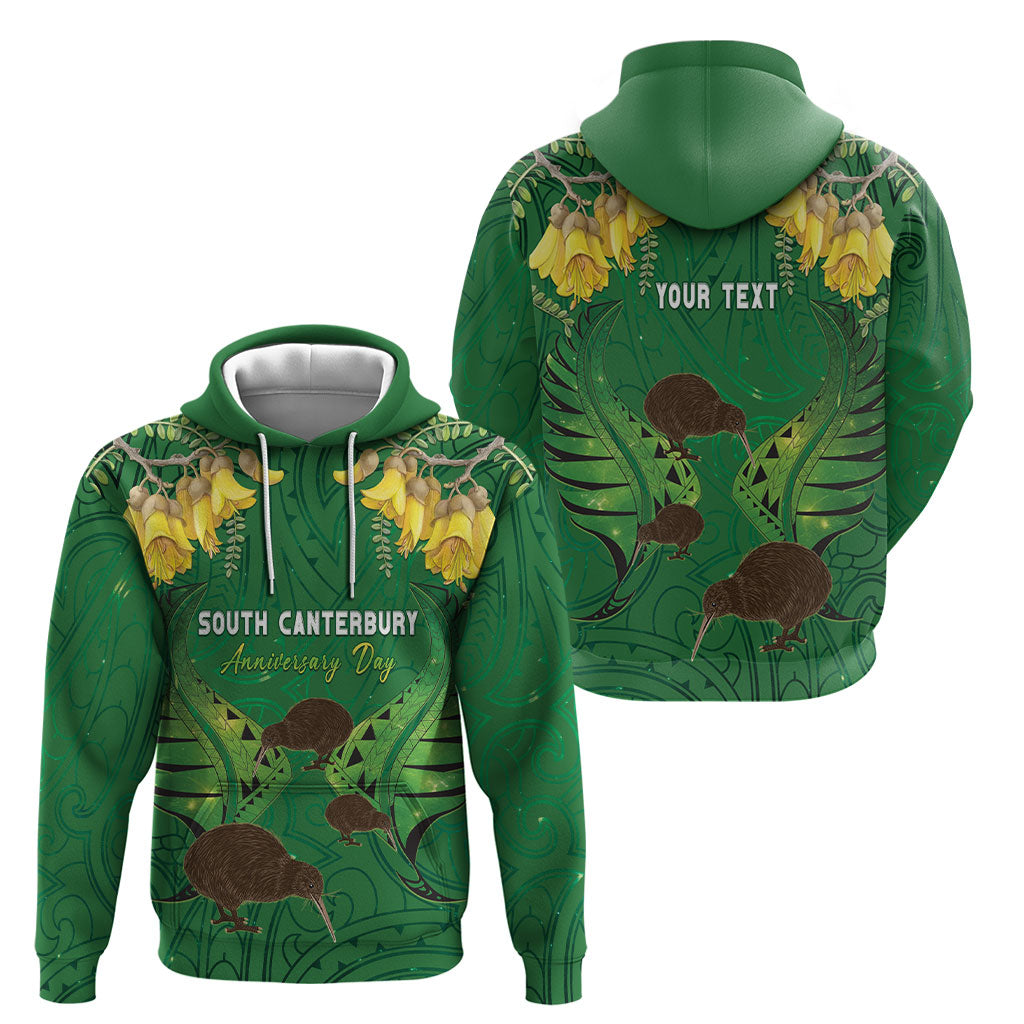 Personalised South Canterbury Anniversary Day Hoodie Kiwi Kowhai Silver Fern Maori Pattern