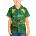 Personalised South Canterbury Anniversary Day Kid Hawaiian Shirt Kiwi Kowhai Silver Fern Maori Pattern