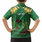 Personalised South Canterbury Anniversary Day Kid Hawaiian Shirt Kiwi Kowhai Silver Fern Maori Pattern