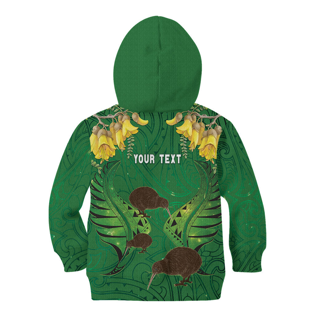 Personalised South Canterbury Anniversary Day Kid Hoodie Kiwi Kowhai Silver Fern Maori Pattern