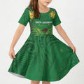 Personalised South Canterbury Anniversary Day Kid Short Sleeve Dress Kiwi Kowhai Silver Fern Maori Pattern
