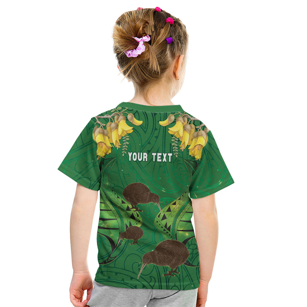 Personalised South Canterbury Anniversary Day Kid T Shirt Kiwi Kowhai Silver Fern Maori Pattern