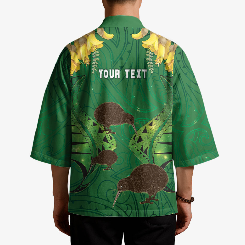 Personalised South Canterbury Anniversary Day Kimono Kiwi Kowhai Silver Fern Maori Pattern