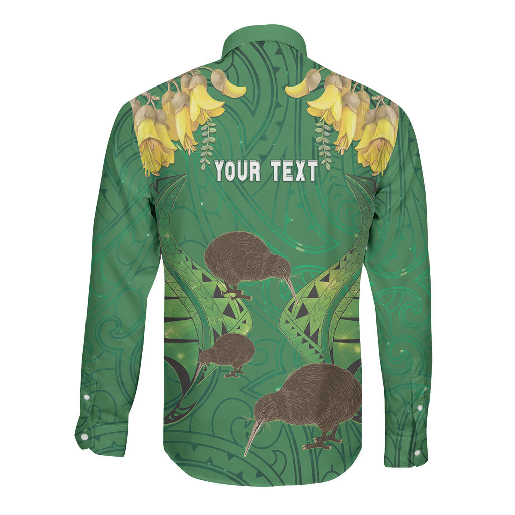 Personalised South Canterbury Anniversary Day Long Sleeve Button Shirt Kiwi Kowhai Silver Fern Maori Pattern