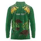 Personalised South Canterbury Anniversary Day Long Sleeve Polo Shirt Kiwi Kowhai Silver Fern Maori Pattern