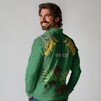 Personalised South Canterbury Anniversary Day Long Sleeve Polo Shirt Kiwi Kowhai Silver Fern Maori Pattern