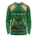 Personalised South Canterbury Anniversary Day Long Sleeve Shirt Kiwi Kowhai Silver Fern Maori Pattern