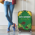 South Canterbury Anniversary Day Luggage Cover Kiwi Kowhai Silver Fern Maori Pattern