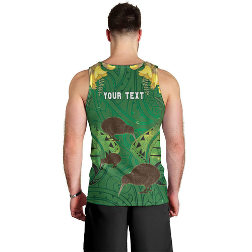 Personalised South Canterbury Anniversary Day Men Tank Top Kiwi Kowhai Silver Fern Maori Pattern