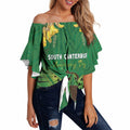 Personalised South Canterbury Anniversary Day Off Shoulder Wrap Waist Top Kiwi Kowhai Silver Fern Maori Pattern