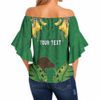 Personalised South Canterbury Anniversary Day Off Shoulder Wrap Waist Top Kiwi Kowhai Silver Fern Maori Pattern