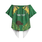 Personalised South Canterbury Anniversary Day Off Shoulder Wrap Waist Top Kiwi Kowhai Silver Fern Maori Pattern