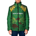 Personalised South Canterbury Anniversary Day Padded Jacket Kiwi Kowhai Silver Fern Maori Pattern