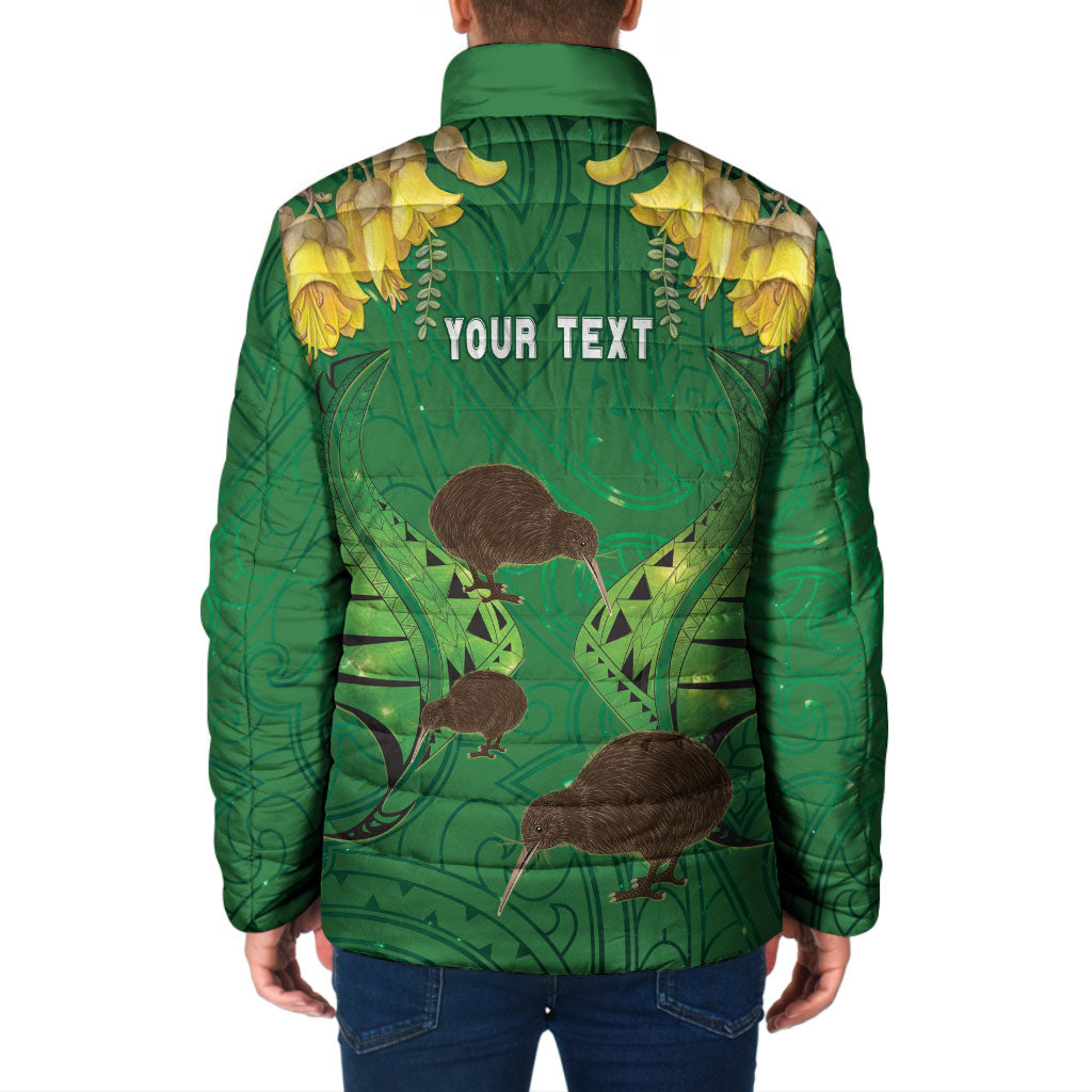 Personalised South Canterbury Anniversary Day Padded Jacket Kiwi Kowhai Silver Fern Maori Pattern