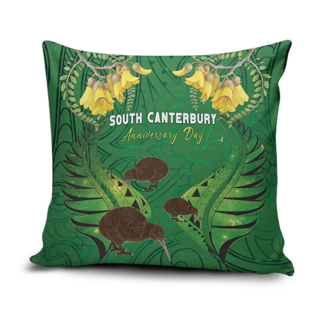 South Canterbury Anniversary Day Pillow Cover Kiwi Kowhai Silver Fern Maori Pattern