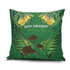 South Canterbury Anniversary Day Pillow Cover Kiwi Kowhai Silver Fern Maori Pattern