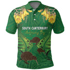 Personalised South Canterbury Anniversary Day Polo Shirt Kiwi Kowhai Silver Fern Maori Pattern