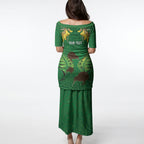 Personalised South Canterbury Anniversary Day Puletasi Kiwi Kowhai Silver Fern Maori Pattern