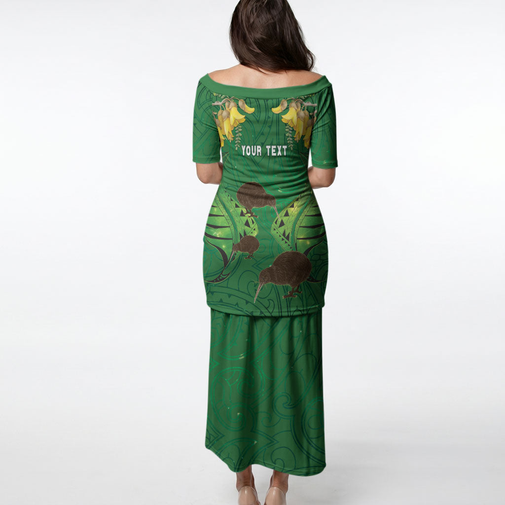Personalised South Canterbury Anniversary Day Puletasi Kiwi Kowhai Silver Fern Maori Pattern