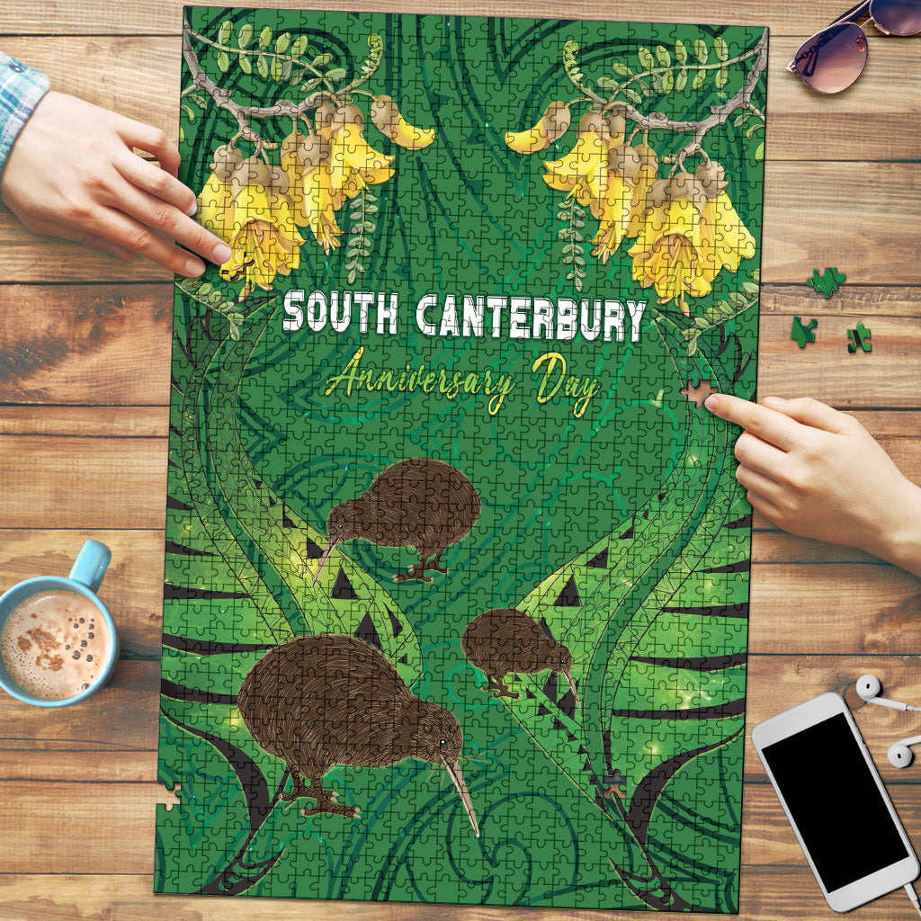 South Canterbury Anniversary Day Puzzle Kiwi Kowhai Silver Fern Maori Pattern