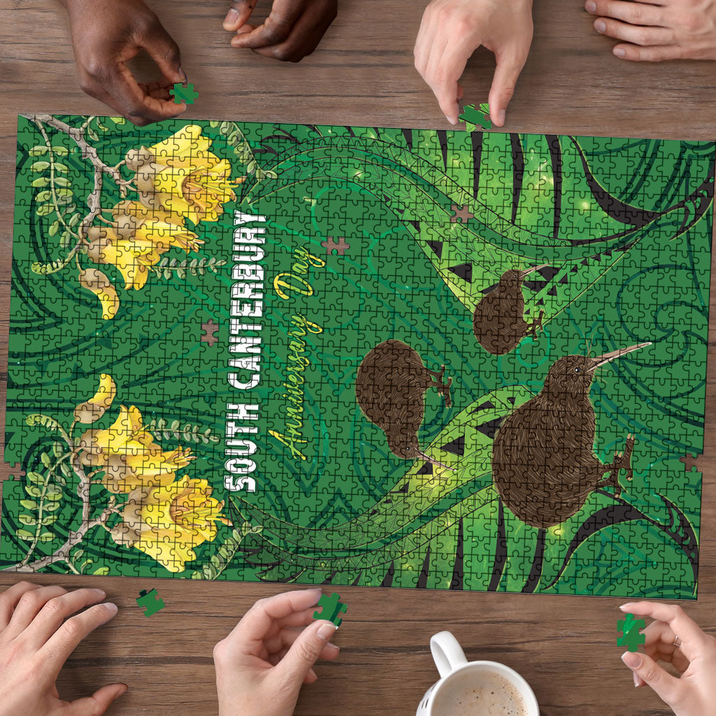 South Canterbury Anniversary Day Puzzle Kiwi Kowhai Silver Fern Maori Pattern