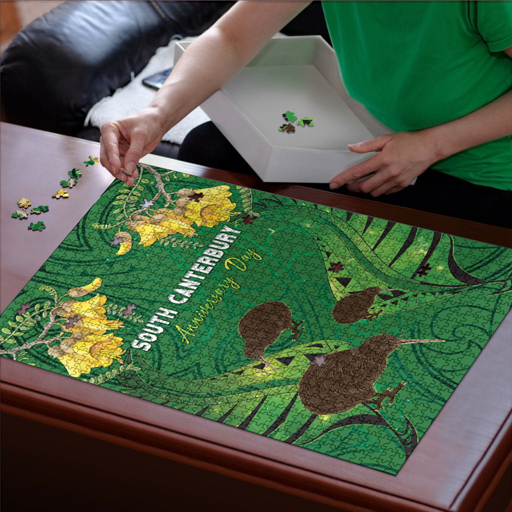 South Canterbury Anniversary Day Puzzle Kiwi Kowhai Silver Fern Maori Pattern