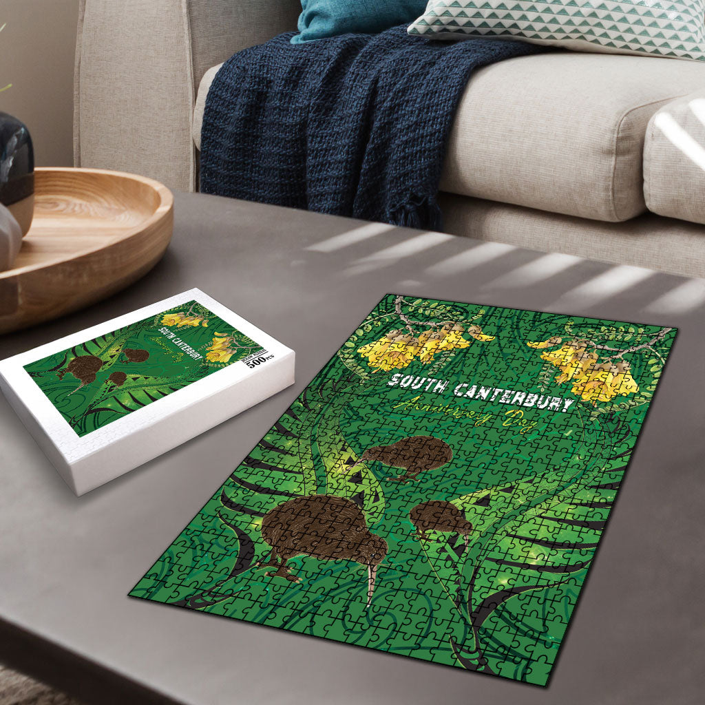 South Canterbury Anniversary Day Puzzle Kiwi Kowhai Silver Fern Maori Pattern