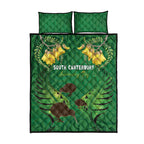 South Canterbury Anniversary Day Quilt Bed Set Kiwi Kowhai Silver Fern Maori Pattern