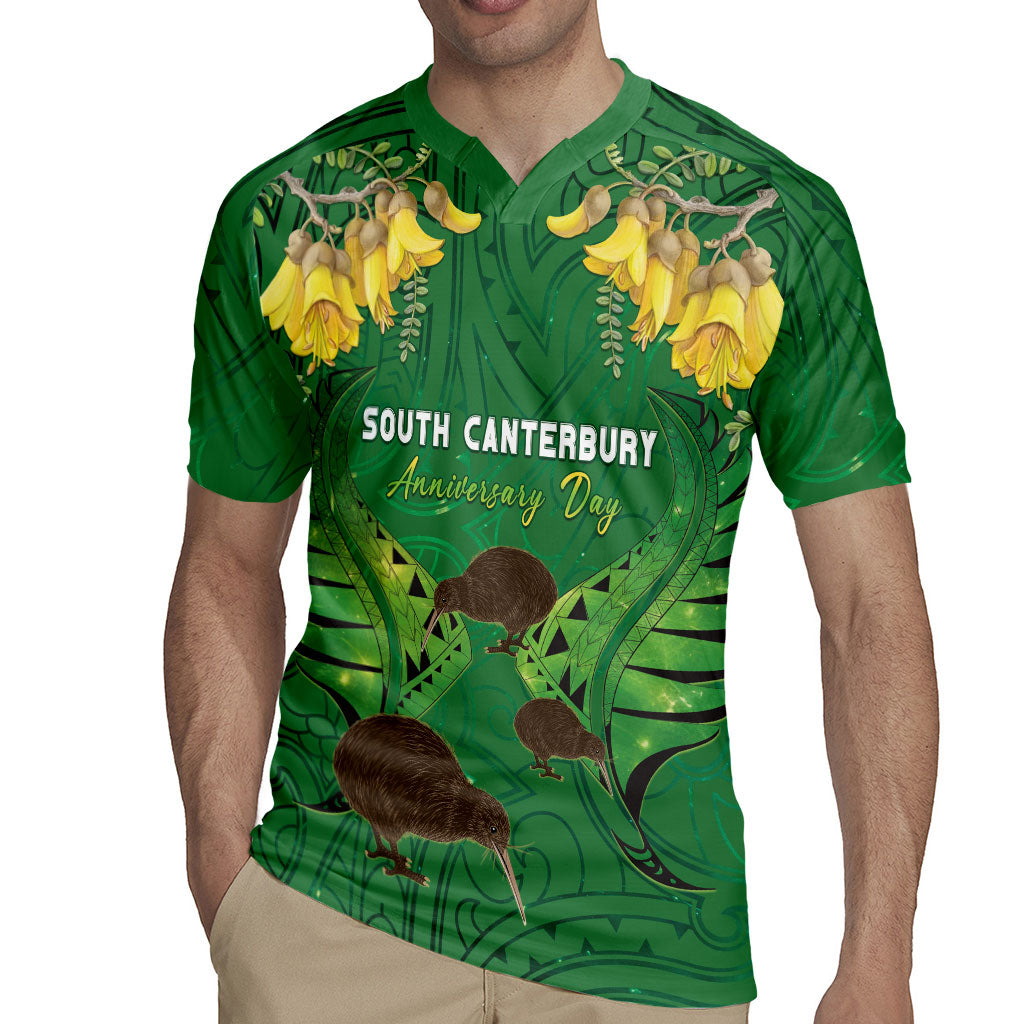 Personalised South Canterbury Anniversary Day Rugby Jersey Kiwi Kowhai Silver Fern Maori Pattern