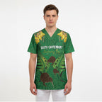 Personalised South Canterbury Anniversary Day Scrub Top Kiwi Kowhai Silver Fern Maori Pattern